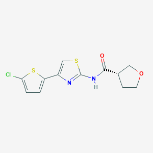 molecular formula C12H11ClN2O2S2 B7435472 (3S)-N-[4-(5-chlorothiophen-2-yl)-1,3-thiazol-2-yl]oxolane-3-carboxamide 