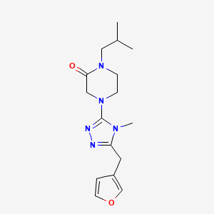 molecular formula C16H23N5O2 B7435476 4-[5-(Furan-3-ylmethyl)-4-methyl-1,2,4-triazol-3-yl]-1-(2-methylpropyl)piperazin-2-one 