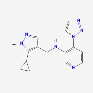 molecular formula C15H17N7 B7435488 N-[(5-cyclopropyl-1-methylpyrazol-4-yl)methyl]-4-(triazol-1-yl)pyridin-3-amine 