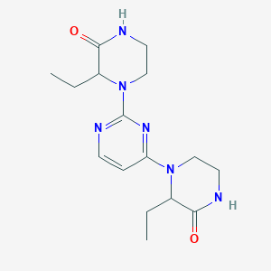 molecular formula C16H24N6O2 B7435535 3-Ethyl-4-[2-(2-ethyl-3-oxopiperazin-1-yl)pyrimidin-4-yl]piperazin-2-one 