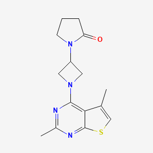 molecular formula C15H18N4OS B7435572 1-[1-(2,5-Dimethylthieno[2,3-d]pyrimidin-4-yl)azetidin-3-yl]pyrrolidin-2-one 