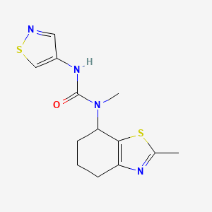 molecular formula C13H16N4OS2 B7435588 1-Methyl-1-(2-methyl-4,5,6,7-tetrahydro-1,3-benzothiazol-7-yl)-3-(1,2-thiazol-4-yl)urea 