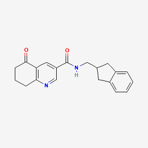 molecular formula C20H20N2O2 B7435590 N-(2,3-dihydro-1H-inden-2-ylmethyl)-5-oxo-7,8-dihydro-6H-quinoline-3-carboxamide 