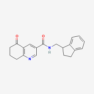 molecular formula C20H20N2O2 B7435593 N-(2,3-dihydro-1H-inden-1-ylmethyl)-5-oxo-7,8-dihydro-6H-quinoline-3-carboxamide 