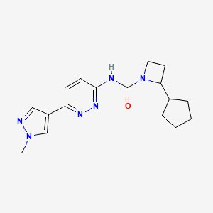 molecular formula C17H22N6O B7435640 2-cyclopentyl-N-[6-(1-methylpyrazol-4-yl)pyridazin-3-yl]azetidine-1-carboxamide 