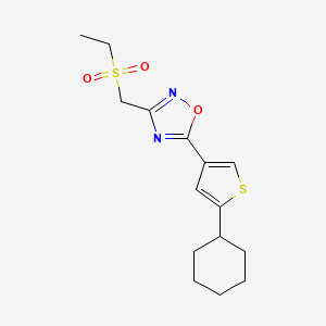 molecular formula C15H20N2O3S2 B7435654 5-(5-Cyclohexylthiophen-3-yl)-3-(ethylsulfonylmethyl)-1,2,4-oxadiazole 