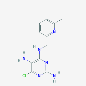 molecular formula C12H15ClN6 B7435670 6-chloro-4-N-[(5,6-dimethylpyridin-2-yl)methyl]pyrimidine-2,4,5-triamine 
