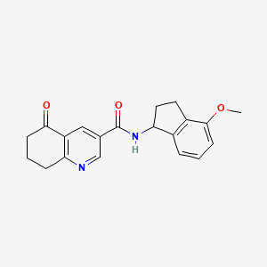 molecular formula C20H20N2O3 B7435674 N-(4-methoxy-2,3-dihydro-1H-inden-1-yl)-5-oxo-7,8-dihydro-6H-quinoline-3-carboxamide 