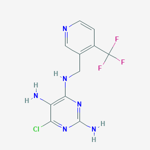 molecular formula C11H10ClF3N6 B7435678 6-chloro-4-N-[[4-(trifluoromethyl)pyridin-3-yl]methyl]pyrimidine-2,4,5-triamine 