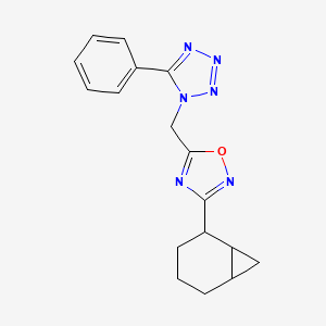 molecular formula C17H18N6O B7435704 3-(2-Bicyclo[4.1.0]heptanyl)-5-[(5-phenyltetrazol-1-yl)methyl]-1,2,4-oxadiazole 