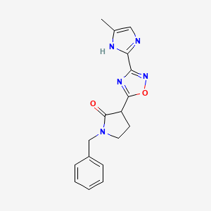molecular formula C17H17N5O2 B7435709 1-benzyl-3-[3-(5-methyl-1H-imidazol-2-yl)-1,2,4-oxadiazol-5-yl]pyrrolidin-2-one 