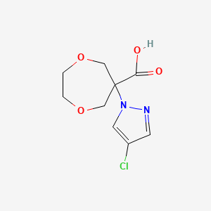 molecular formula C9H11ClN2O4 B7435717 6-(4-Chloropyrazol-1-yl)-1,4-dioxepane-6-carboxylic acid 