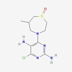 molecular formula C10H16ClN5OS B7435724 4-Chloro-6-(6-methyl-1-oxo-1,4-thiazepan-4-yl)pyrimidine-2,5-diamine 