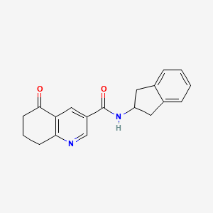 molecular formula C19H18N2O2 B7435738 N-(2,3-dihydro-1H-inden-2-yl)-5-oxo-7,8-dihydro-6H-quinoline-3-carboxamide 