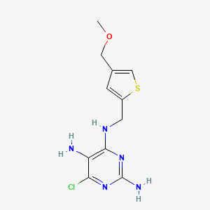 molecular formula C11H14ClN5OS B7435754 6-chloro-4-N-[[4-(methoxymethyl)thiophen-2-yl]methyl]pyrimidine-2,4,5-triamine 