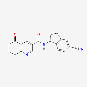 molecular formula C20H17N3O2 B7435757 N-(5-cyano-2,3-dihydro-1H-inden-1-yl)-5-oxo-7,8-dihydro-6H-quinoline-3-carboxamide 