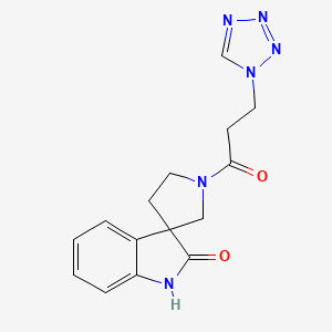 molecular formula C15H16N6O2 B7435766 1'-[3-(tetrazol-1-yl)propanoyl]spiro[1H-indole-3,3'-pyrrolidine]-2-one 