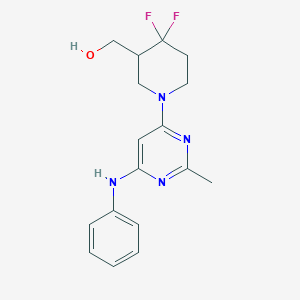 molecular formula C17H20F2N4O B7435798 [1-(6-Anilino-2-methylpyrimidin-4-yl)-4,4-difluoropiperidin-3-yl]methanol 