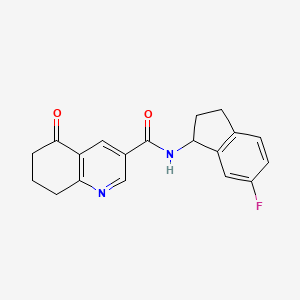 molecular formula C19H17FN2O2 B7435805 N-(6-fluoro-2,3-dihydro-1H-inden-1-yl)-5-oxo-7,8-dihydro-6H-quinoline-3-carboxamide 