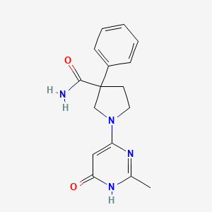 molecular formula C16H18N4O2 B7435817 1-(2-methyl-6-oxo-1H-pyrimidin-4-yl)-3-phenylpyrrolidine-3-carboxamide 