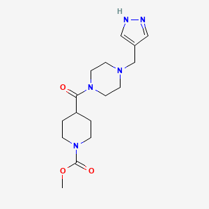 molecular formula C16H25N5O3 B7435825 methyl 4-[4-(1H-pyrazol-4-ylmethyl)piperazine-1-carbonyl]piperidine-1-carboxylate 