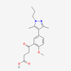 molecular formula C19H24N2O4 B7435875 4-[5-(3,5-Dimethyl-1-propylpyrazol-4-yl)-2-methoxyphenyl]-4-oxobutanoic acid 