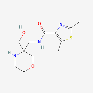 molecular formula C12H19N3O3S B7435878 N-[[3-(hydroxymethyl)morpholin-3-yl]methyl]-2,5-dimethyl-1,3-thiazole-4-carboxamide 