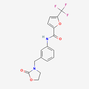 molecular formula C16H13F3N2O4 B7435905 N-[3-[(2-oxo-1,3-oxazolidin-3-yl)methyl]phenyl]-5-(trifluoromethyl)furan-2-carboxamide 