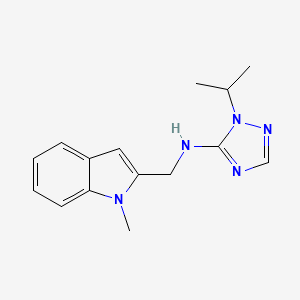 molecular formula C15H19N5 B7435907 N-[(1-methylindol-2-yl)methyl]-2-propan-2-yl-1,2,4-triazol-3-amine 