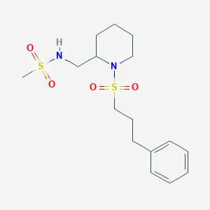 molecular formula C16H26N2O4S2 B7435928 N-[[1-(3-phenylpropylsulfonyl)piperidin-2-yl]methyl]methanesulfonamide 