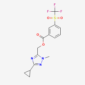 molecular formula C15H14F3N3O4S B7435950 (5-Cyclopropyl-2-methyl-1,2,4-triazol-3-yl)methyl 3-(trifluoromethylsulfonyl)benzoate 