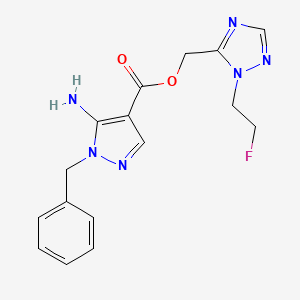 molecular formula C16H17FN6O2 B7435976 [2-(2-Fluoroethyl)-1,2,4-triazol-3-yl]methyl 5-amino-1-benzylpyrazole-4-carboxylate 