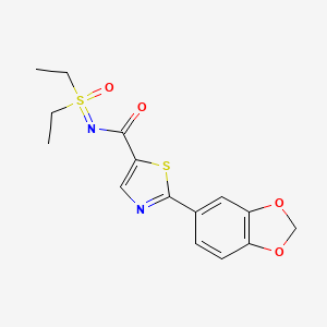 molecular formula C15H16N2O4S2 B7436017 2-(1,3-benzodioxol-5-yl)-N-[diethyl(oxo)-lambda6-sulfanylidene]-1,3-thiazole-5-carboxamide 