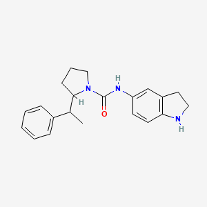 molecular formula C21H25N3O B7436033 N-(2,3-dihydro-1H-indol-5-yl)-2-(1-phenylethyl)pyrrolidine-1-carboxamide 