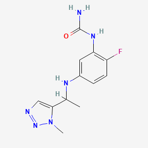 molecular formula C12H15FN6O B7436056 [2-Fluoro-5-[1-(3-methyltriazol-4-yl)ethylamino]phenyl]urea 