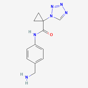 molecular formula C12H14N6O B7436067 N-[4-(aminomethyl)phenyl]-1-(tetrazol-1-yl)cyclopropane-1-carboxamide 