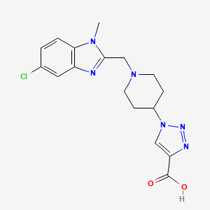 molecular formula C17H19ClN6O2 B7436088 1-[1-[(5-Chloro-1-methylbenzimidazol-2-yl)methyl]piperidin-4-yl]triazole-4-carboxylic acid 