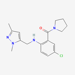 molecular formula C17H21ClN4O B7436098 [5-Chloro-2-[(2,5-dimethylpyrazol-3-yl)methylamino]phenyl]-pyrrolidin-1-ylmethanone 