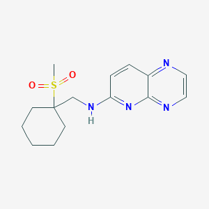 molecular formula C15H20N4O2S B7436103 N-[(1-methylsulfonylcyclohexyl)methyl]pyrido[2,3-b]pyrazin-6-amine 