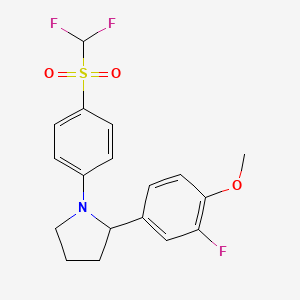 molecular formula C18H18F3NO3S B7436107 1-[4-(Difluoromethylsulfonyl)phenyl]-2-(3-fluoro-4-methoxyphenyl)pyrrolidine 