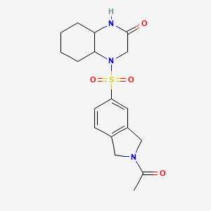 molecular formula C18H23N3O4S B7436119 4-[(2-Acetyl-1,3-dihydroisoindol-5-yl)sulfonyl]-1,3,4a,5,6,7,8,8a-octahydroquinoxalin-2-one 