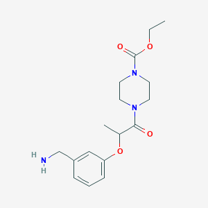 molecular formula C17H25N3O4 B7436129 Ethyl 4-[2-[3-(aminomethyl)phenoxy]propanoyl]piperazine-1-carboxylate 