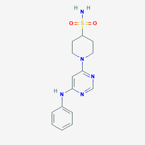 molecular formula C15H19N5O2S B7436165 1-(6-Anilinopyrimidin-4-yl)piperidine-4-sulfonamide 