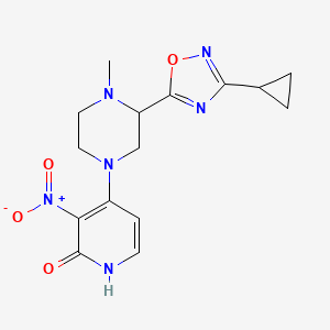 molecular formula C15H18N6O4 B7436180 4-[3-(3-cyclopropyl-1,2,4-oxadiazol-5-yl)-4-methylpiperazin-1-yl]-3-nitro-1H-pyridin-2-one 