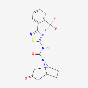 molecular formula C17H15F3N4O2S B7436200 3-oxo-N-[3-[2-(trifluoromethyl)phenyl]-1,2,4-thiadiazol-5-yl]-8-azabicyclo[3.2.1]octane-8-carboxamide 