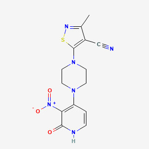 molecular formula C14H14N6O3S B7436206 3-methyl-5-[4-(3-nitro-2-oxo-1H-pyridin-4-yl)piperazin-1-yl]-1,2-thiazole-4-carbonitrile 