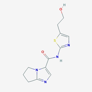 molecular formula C12H14N4O2S B7436213 N-[5-(2-hydroxyethyl)-1,3-thiazol-2-yl]-6,7-dihydro-5H-pyrrolo[1,2-a]imidazole-3-carboxamide 