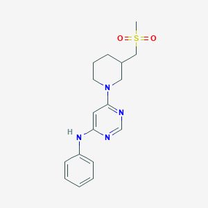 molecular formula C17H22N4O2S B7436218 6-[3-(methylsulfonylmethyl)piperidin-1-yl]-N-phenylpyrimidin-4-amine 