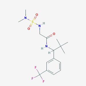 molecular formula C16H24F3N3O3S B7436222 2-(dimethylsulfamoylamino)-N-[2,2-dimethyl-1-[3-(trifluoromethyl)phenyl]propyl]acetamide 