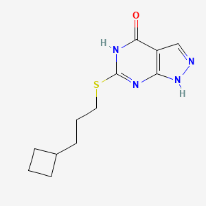 molecular formula C12H16N4OS B7436224 6-(3-Cyclobutylpropylsulfanyl)-1,5-dihydropyrazolo[3,4-d]pyrimidin-4-one 
